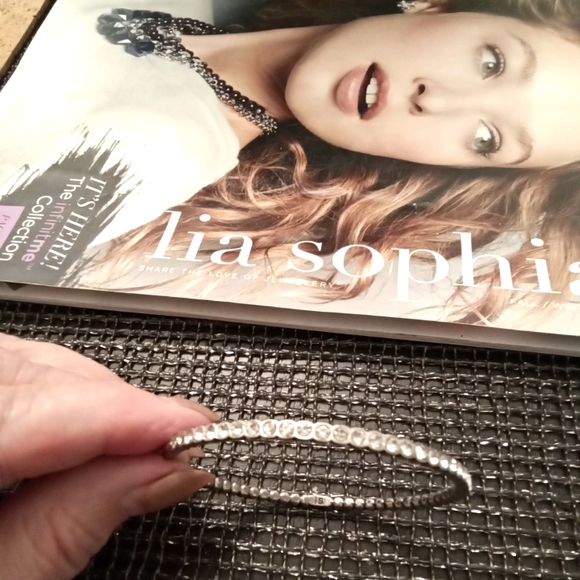 Lia Sophia French Dot Silver-tone Bangle Bracelet - Picture 2 of 4